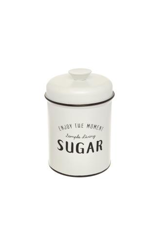 Coincasa δοχείο για ζάχαρη με σμάλτο και lettering - 007109056 Λευκό